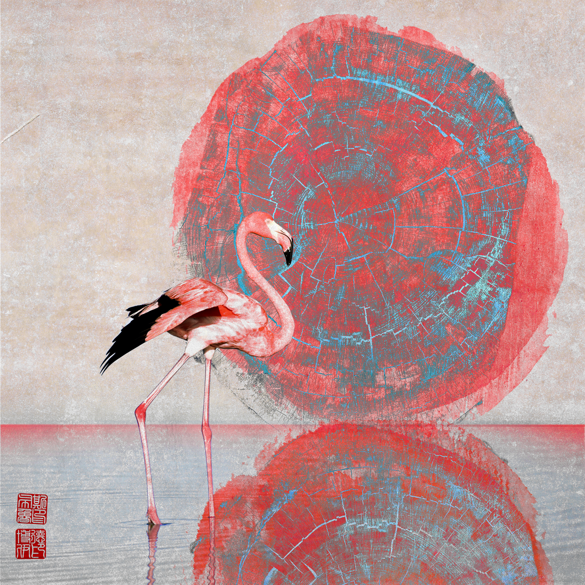 flamingo-sun -woodprint-small