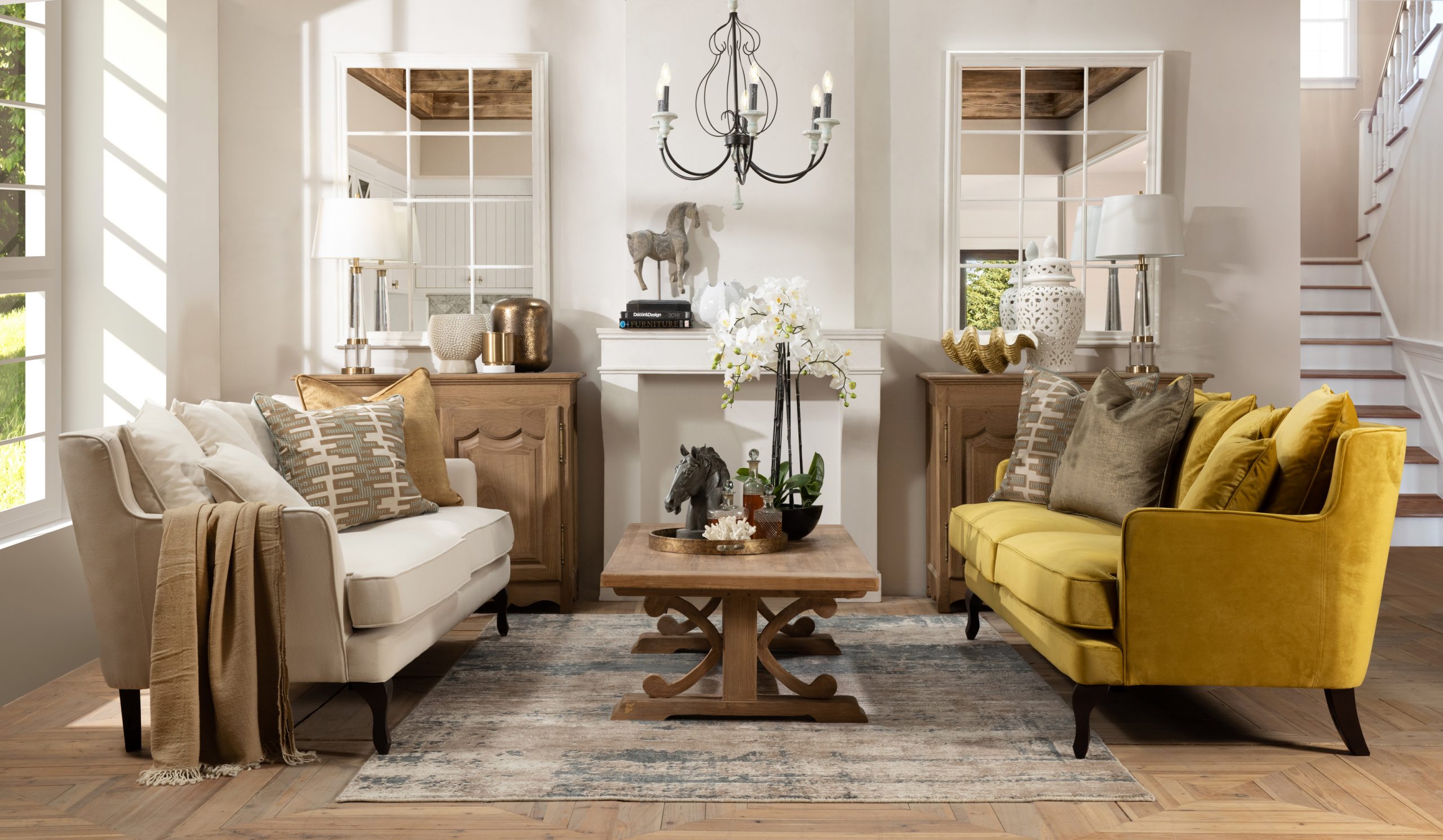 Yellow-Velvet-Couch-setting